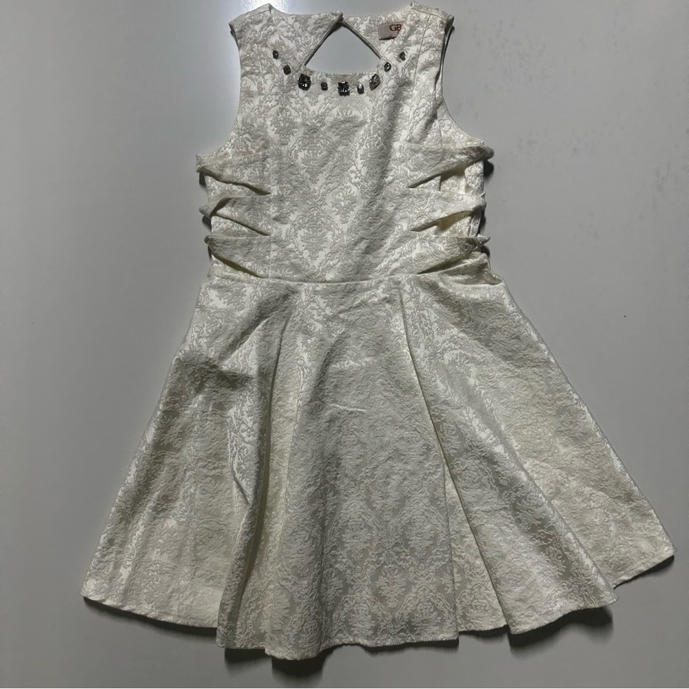 GB GIRLS elegant rhinestone ivory dress size 10